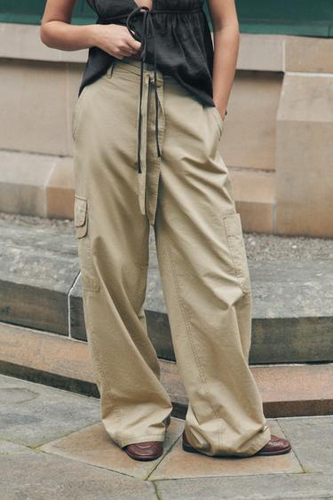 VOLUME CARGO TROUSERS - Light khaki by Zara