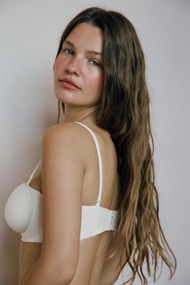 UNDERWIRED BRA WITH POLYAMIDE - Oyster-white by Zara