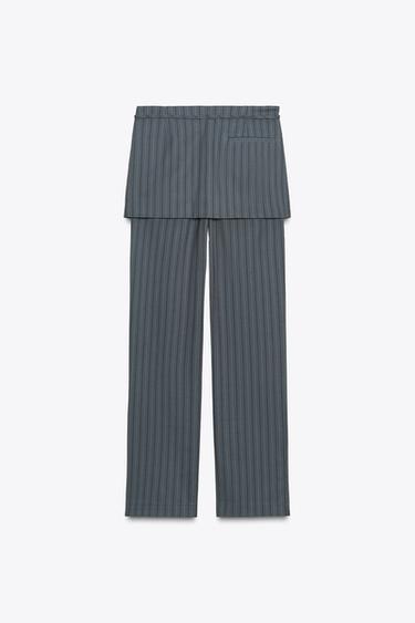 PANTALON-JUPE À RAYURES TENNIS - Bleu / Gris de Zara - Image 7