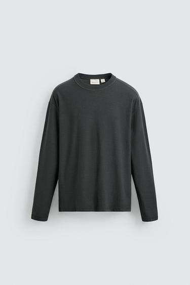 Zara REVERSE EFFECT T-SHIRT - Anthracite grey
