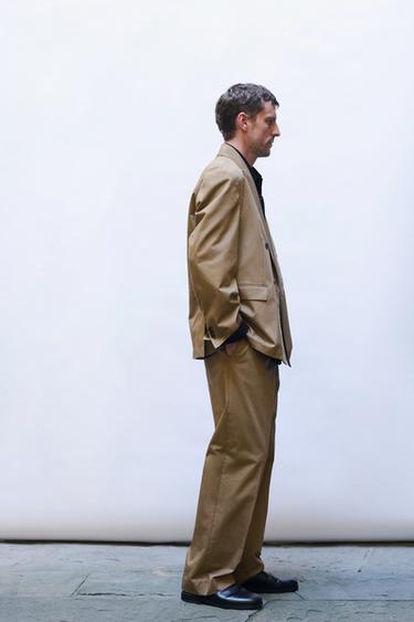 Zara LIMITED EDITION PLEATED SUIT PANTS - taupe brown