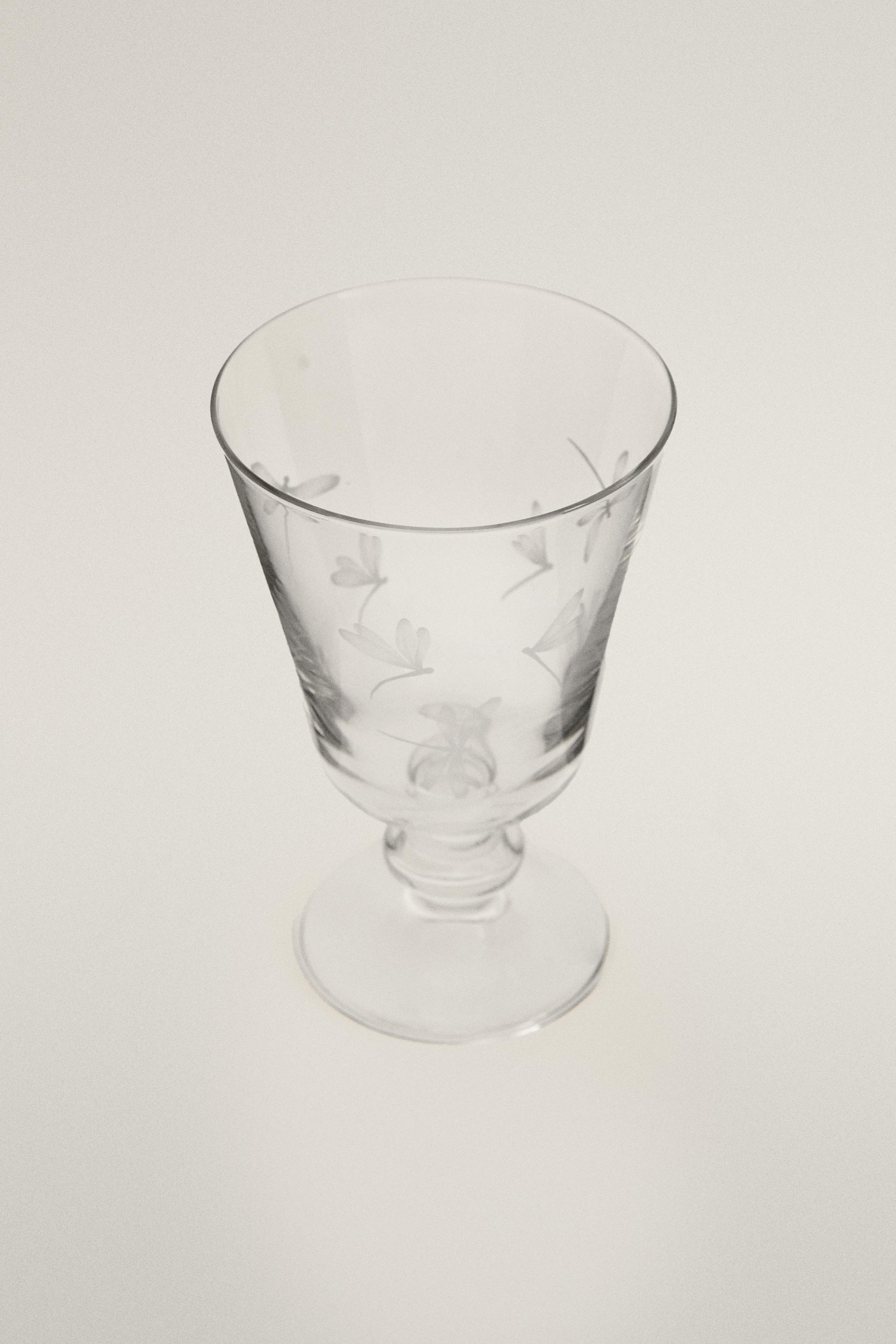 DRAGONFLY TRANSFER WINE GLASS — White