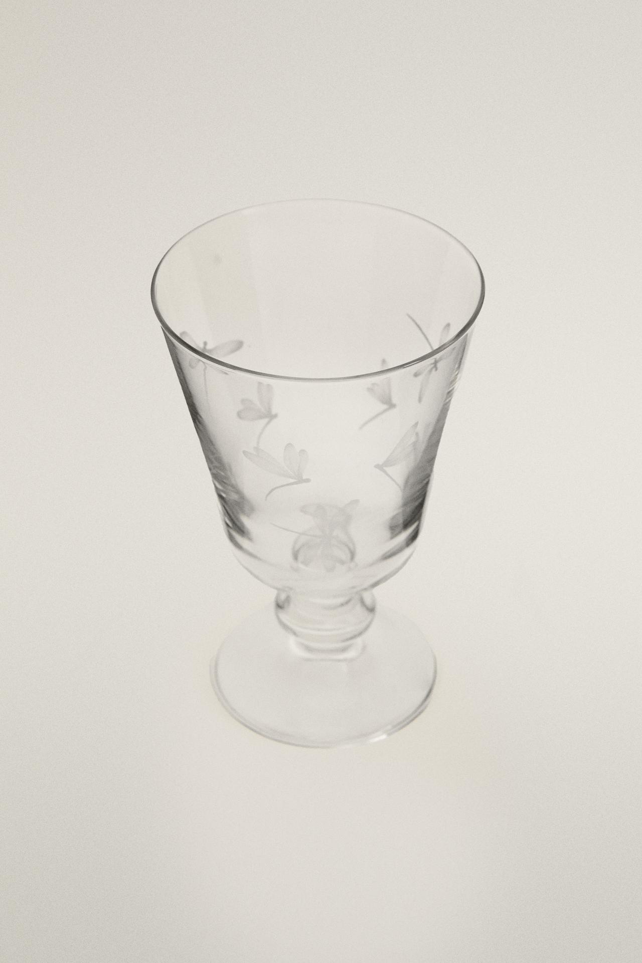 DRAGONFLY TRANSFER WINE GLASS — White