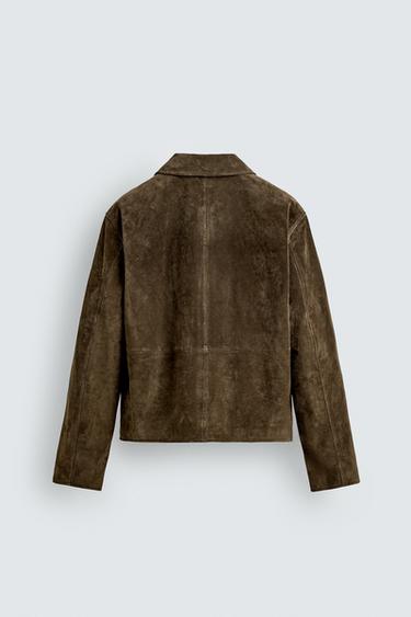 SURCHEMISE REGULAR FIT EN CUIR SUÉDÉ - Marron de Zara - Image 8