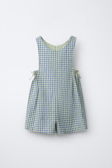 JUMPSUIT PENDEK KOTAK-KOTAK VICHY TALI - Kuning dari Zara