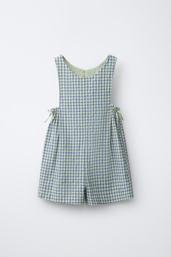 SHORT GINGHAM PLAYSUIT WITH BOWS - Yellow by Zara - Image 0