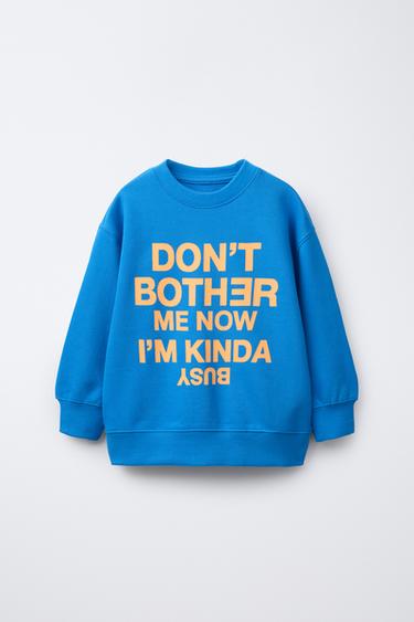 Zara TEXT PRINT SWEATSHIRT - Bluish