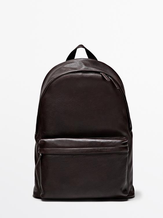 Nappa leather backpack with zip