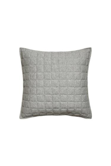Zara GRAY MARL SWEATER QUILT CUSHION COVER - Light gray