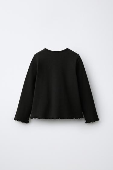 EMBROIDERED RIBBED T-SHIRT — Black 2