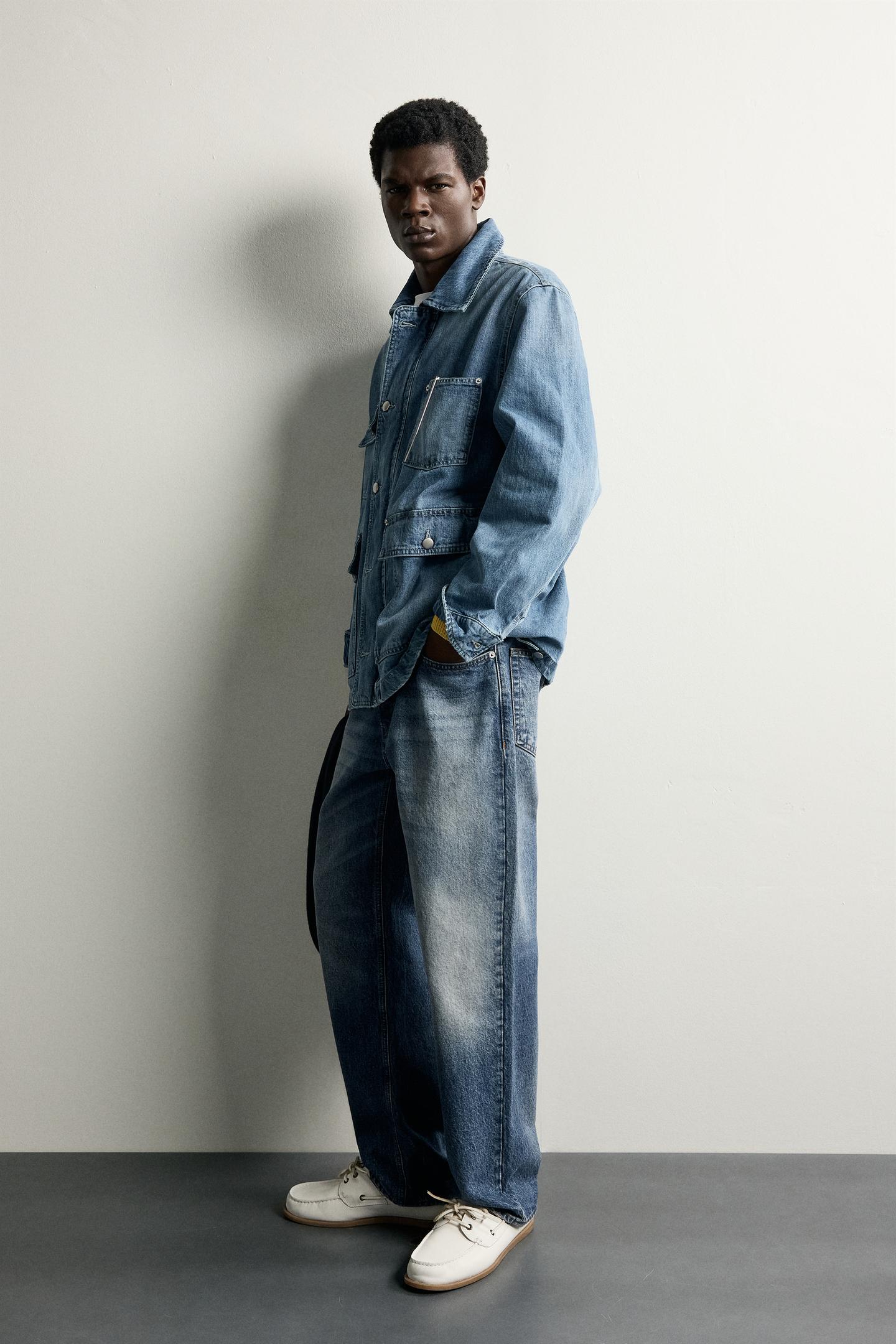 Мужская куртка Zara Utility Pocket Denim Jacket, цвет: Синий — фото 6