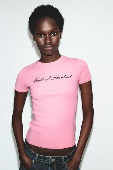 قميص نصي - وردي الخاص بـ Zara