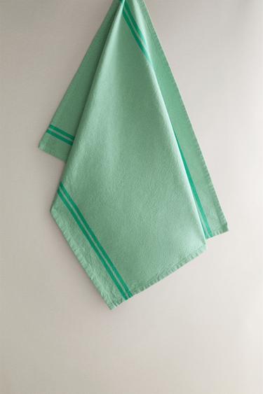 STRIPED COTTON TEA TOWEL - Turquoise by Zara