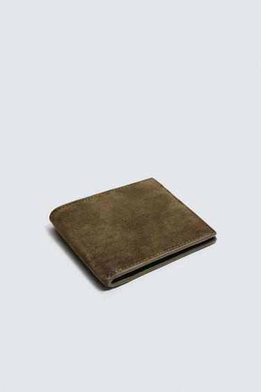 LEATHER WALLET - Khaki Green by Zara - Image 1