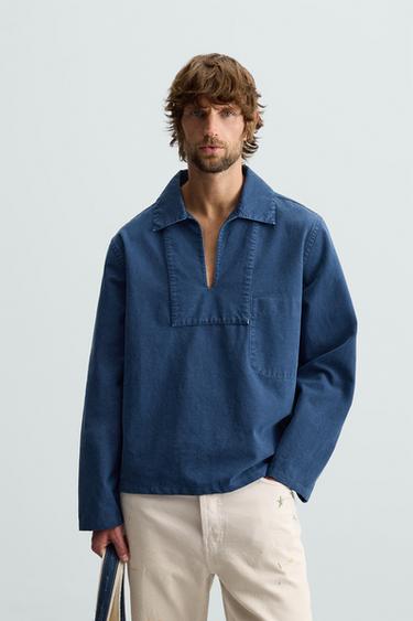 SOBRECAMISA SMOCK LAVADA - Índigo de Zara