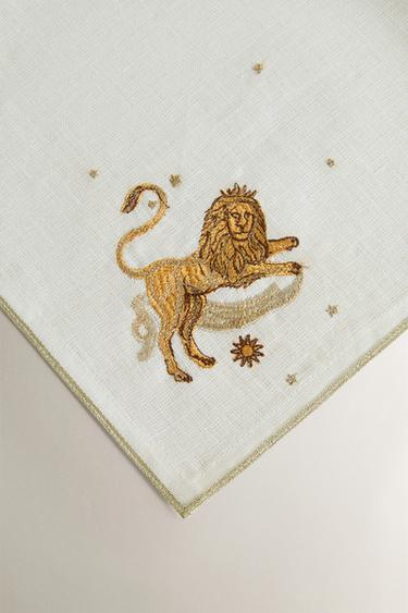 LEO EMBROIDERED LINEN NAPKIN | MARISA BERENSON - Ecru by Zara - Image 2