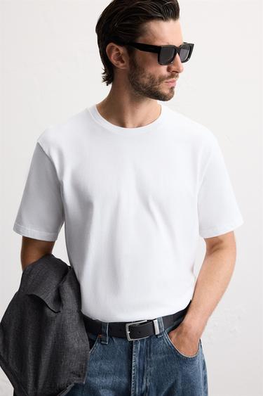 Zara BASIC MEDIUM WEIGHT T-SHIRT - White