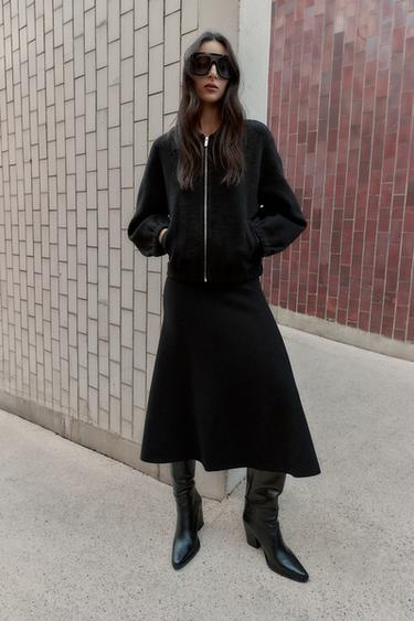 CHAQUETA BOMBER PUNTO CREMALLERA - Negro de Zara