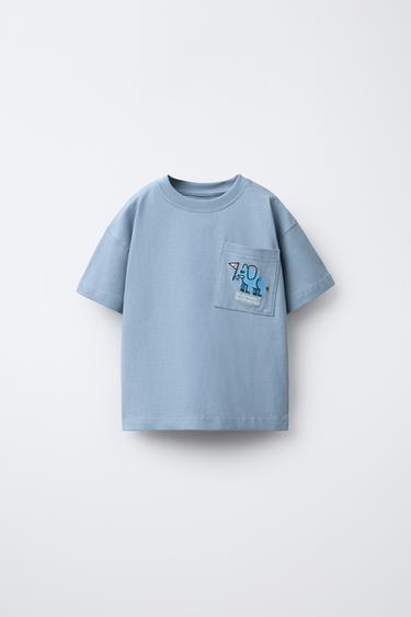 CAMISETA BORDADO ANIMALES - Azul de Zara