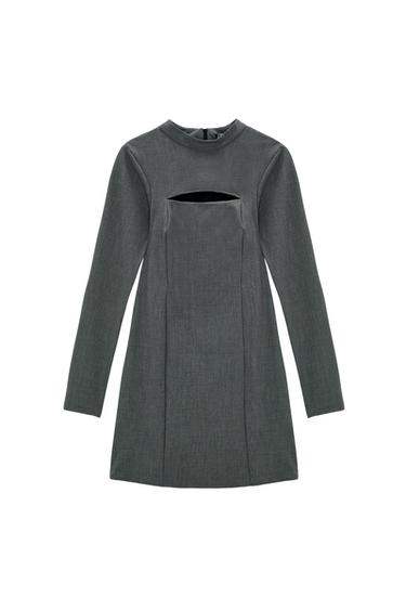 CUT-OUT HOUNDSTOOTH DRESS