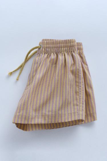 TIMELESZ - STRIPED SWIM BERMUDA SHORTS - Brown by Zara - Image 2