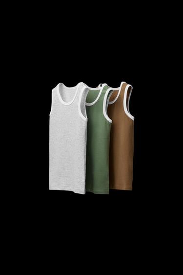 Zara THREE-PACK OF BASIC T-SHIRTS WITH TRIM DETAIL - Multicolored - Image 0