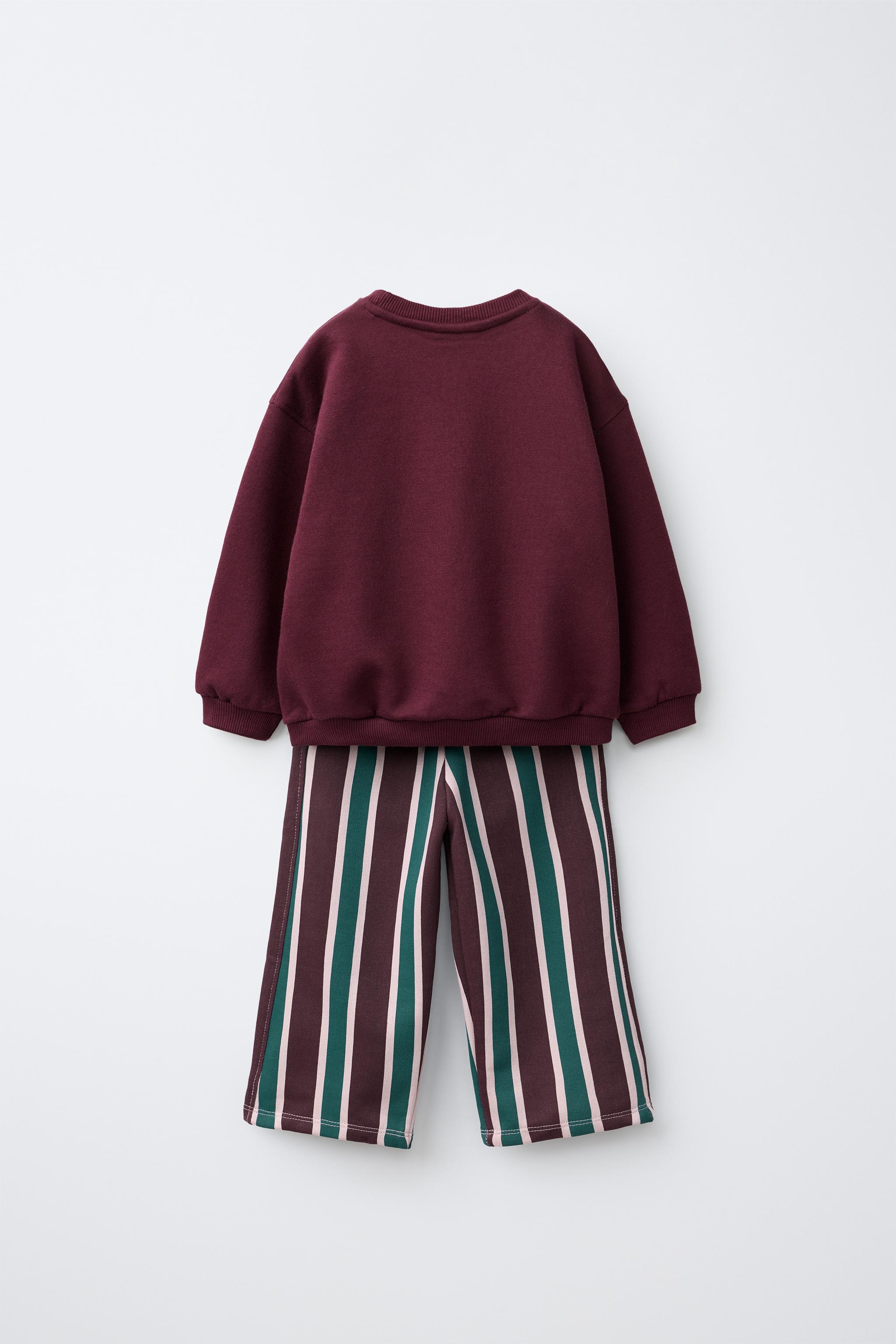STRIPED WIDE LEG SWEATSHIRT AND PANTS JOGGING SET
