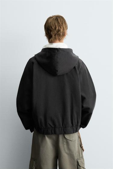 SWEAT BOXY FIT À CAPUCHE - vert kaki de Zara - Image 2