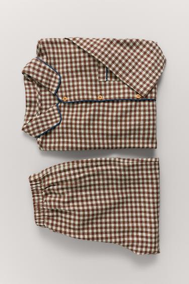 3-6 AÑOS/ PIJAMA FRANELA CUADRO VICHY - Marrón de Zara