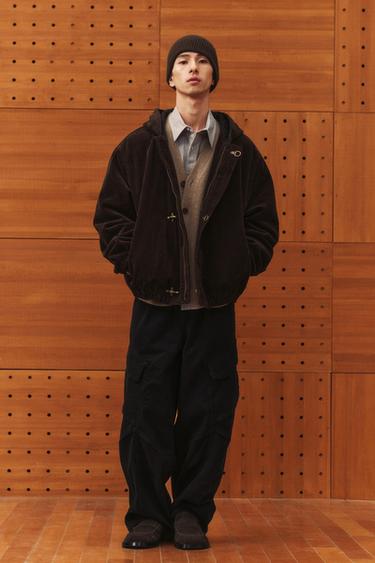 Zara 燈芯絨連帽外套 - 棕色