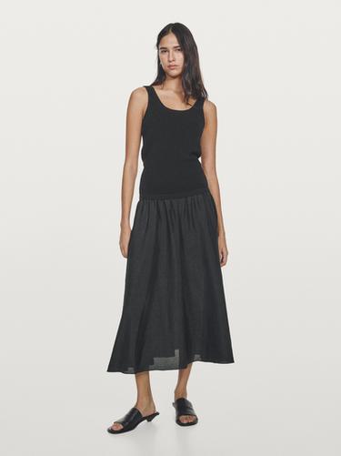 Zara Long contrast dress - Black