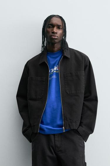 CAZADORA DENIM BOLSILLOS - Negro de Zara