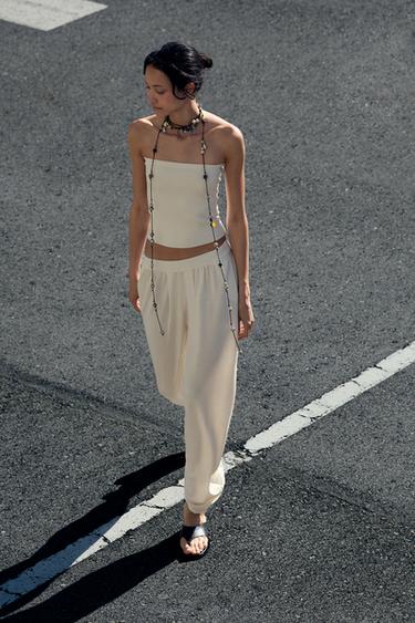 KNIT BANDEAU CROP TOP - White by Zara - Image 5