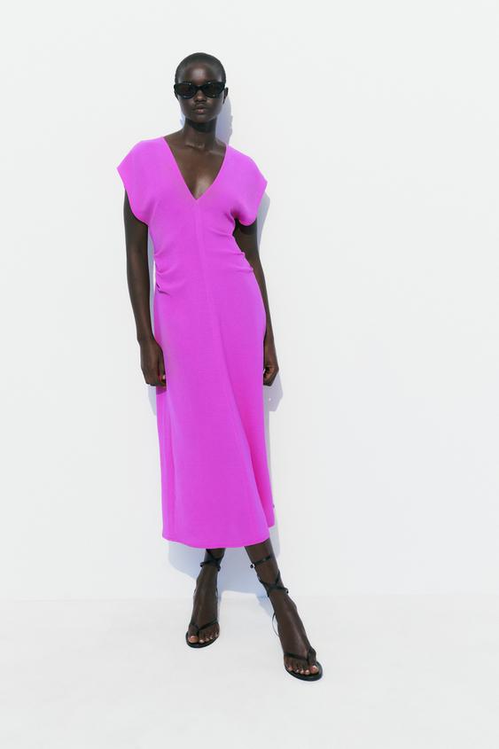 ZARA Women Geometric Print Midi Dress Size XS Multicolored_Ref: 4786/258 NWT