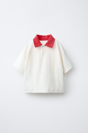 TOWELLING POLO SHIRT - Red by Zara