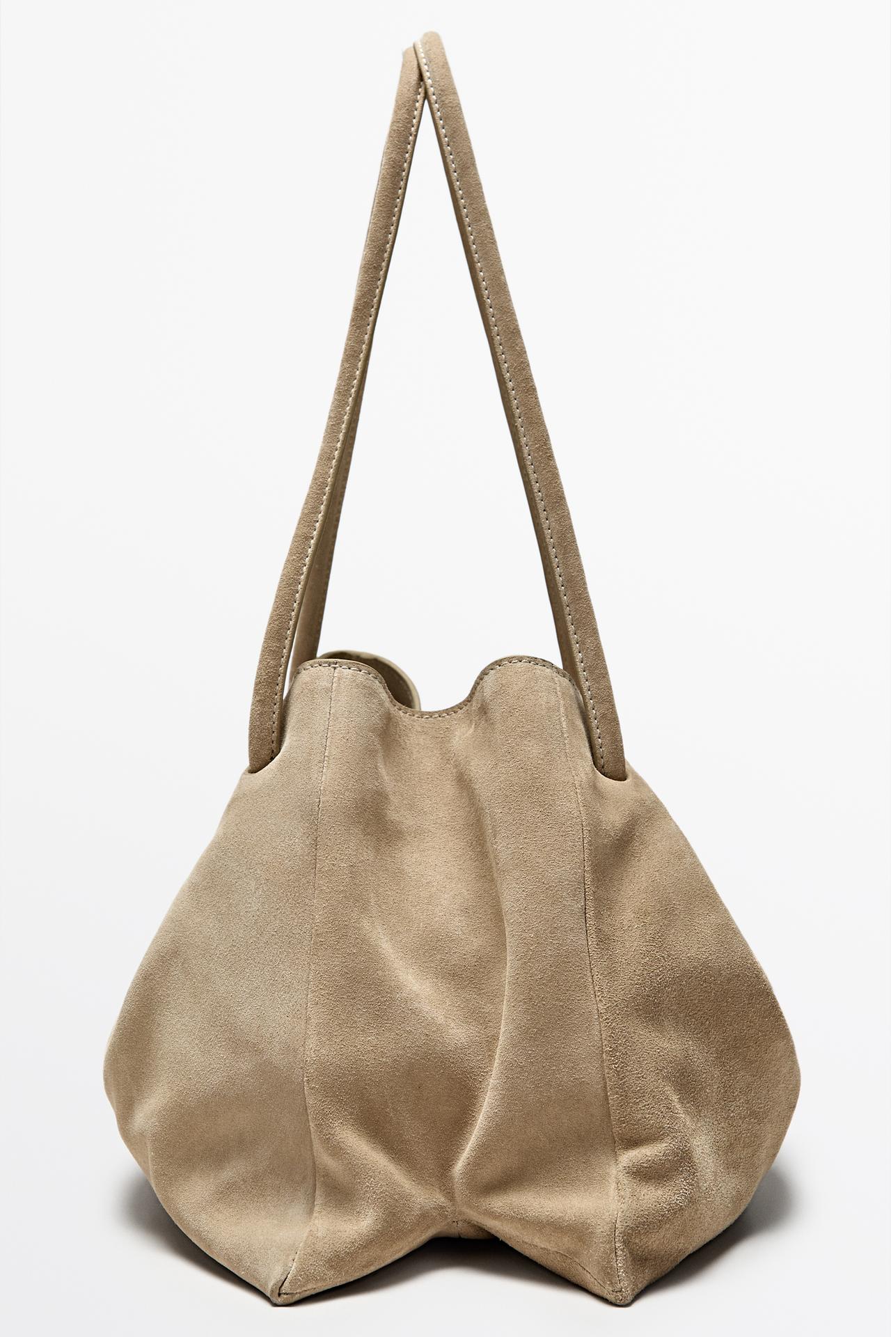 Medium gathered split suede leather bag — 299