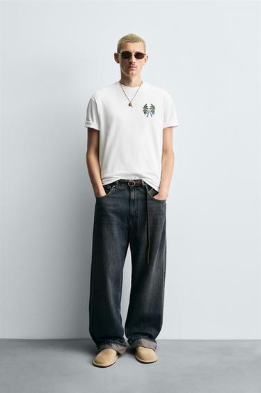 Zara COMBINED EMBROIDERY T-SHIRT - Oyster-white - Image 0
