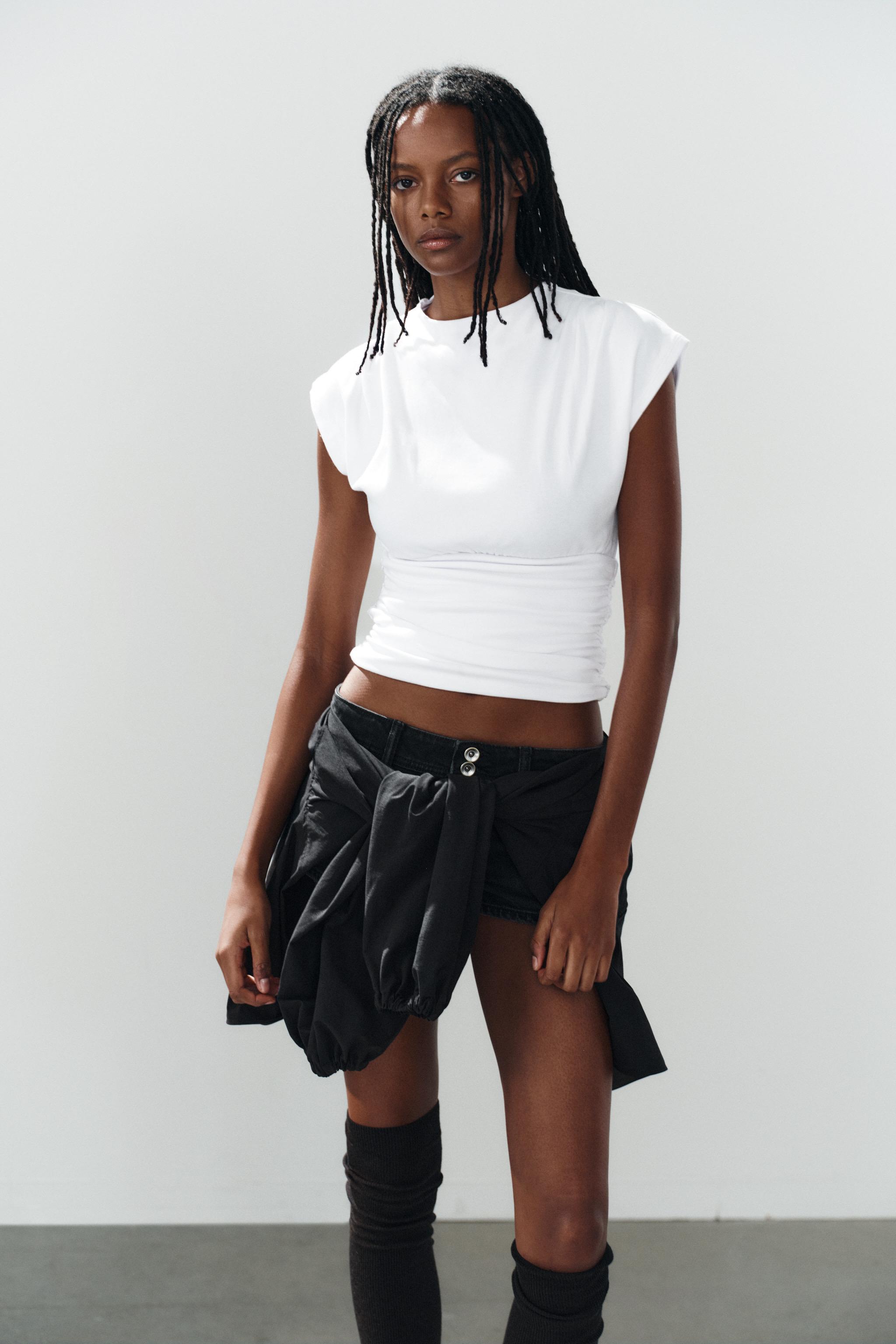GATHERED SASH TOP — White