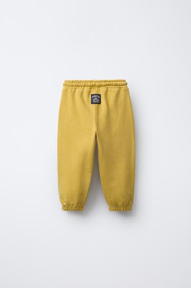 LABEL JOGGING TROUSERS - Ochre by Zara - Image 1