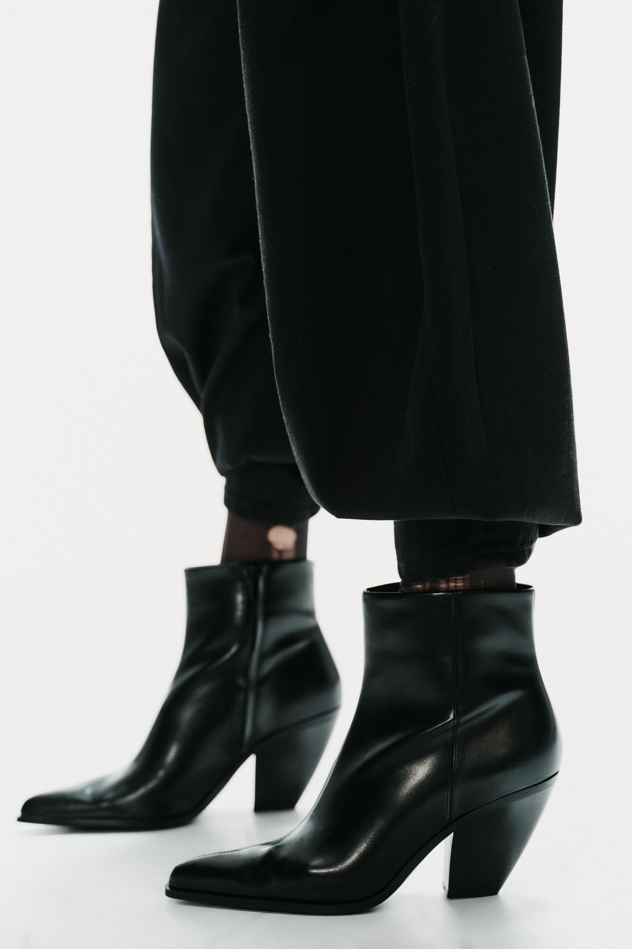 ラスティック風ヒールショートブーツ - ブラック | ZARA Japan / 日本
