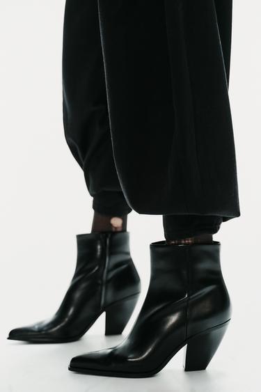 COWBOY HEEL ANKLE BOOTS - Black by Zara