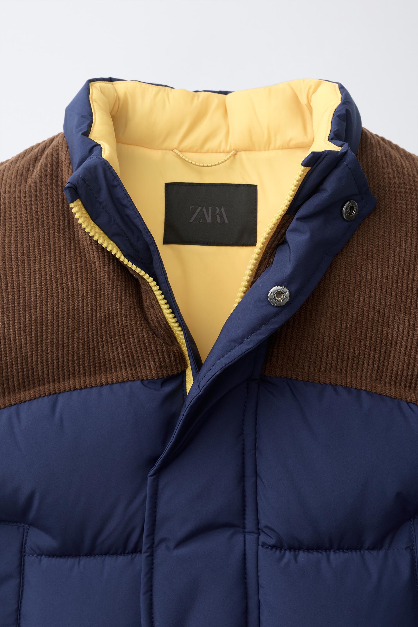Детский жилет Zara Combined Water-Repellent Puffer Vest, цвет: Коричневый синий — фото 7