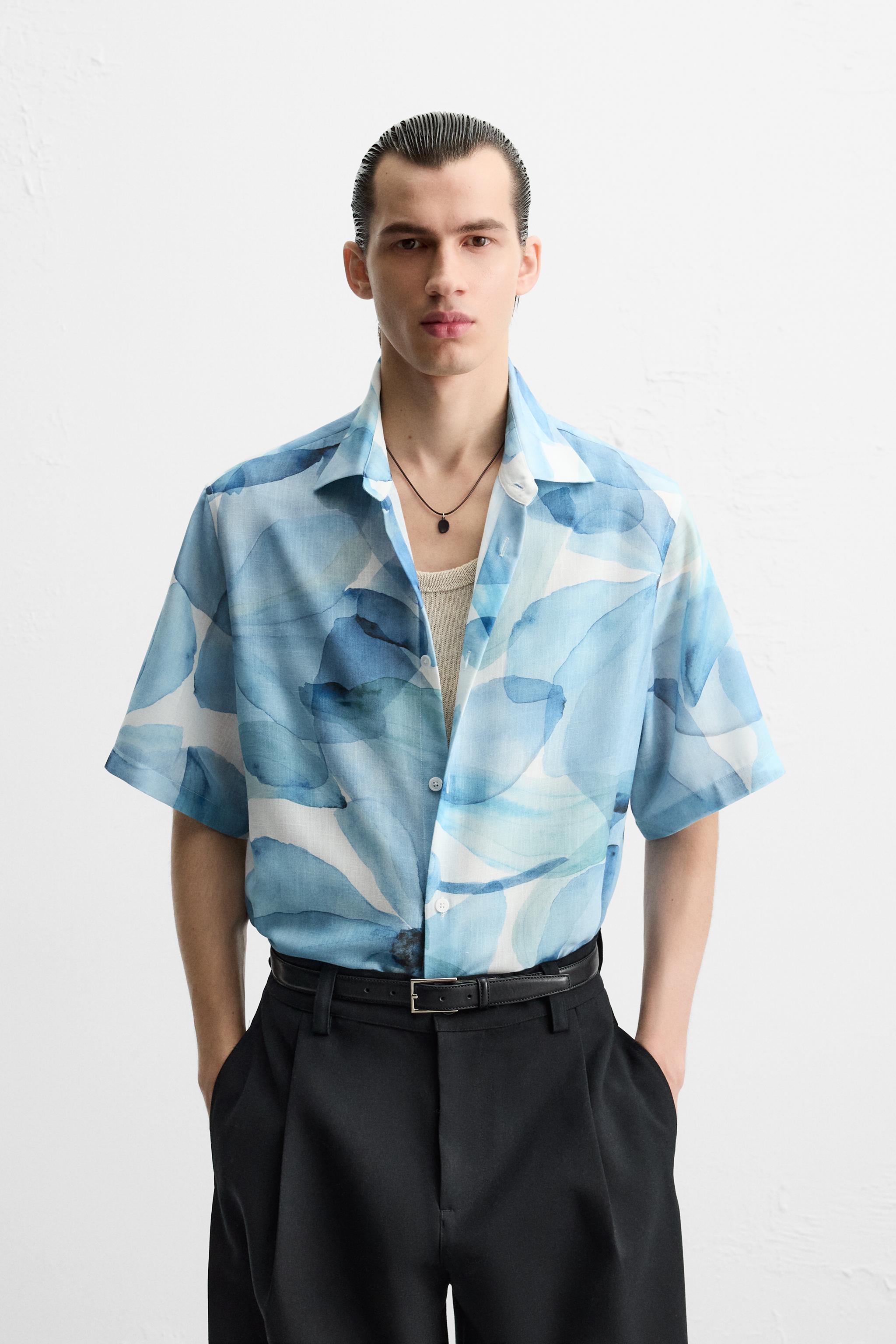 パリコレクション ABSTRACT PRINT Canada ZARA | Blue - SHIRT トップス