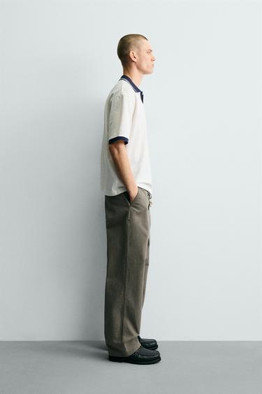 POLO JACQUARD VERTICAL BRODÉ - Écru / Bleu de Zara - Image 3