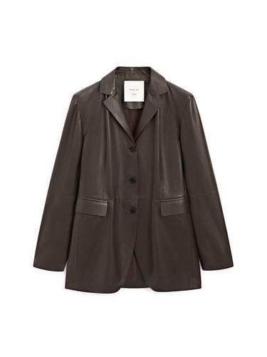 Blazer à col à revers en cuir - STUDIO - Marron foncé de Zara