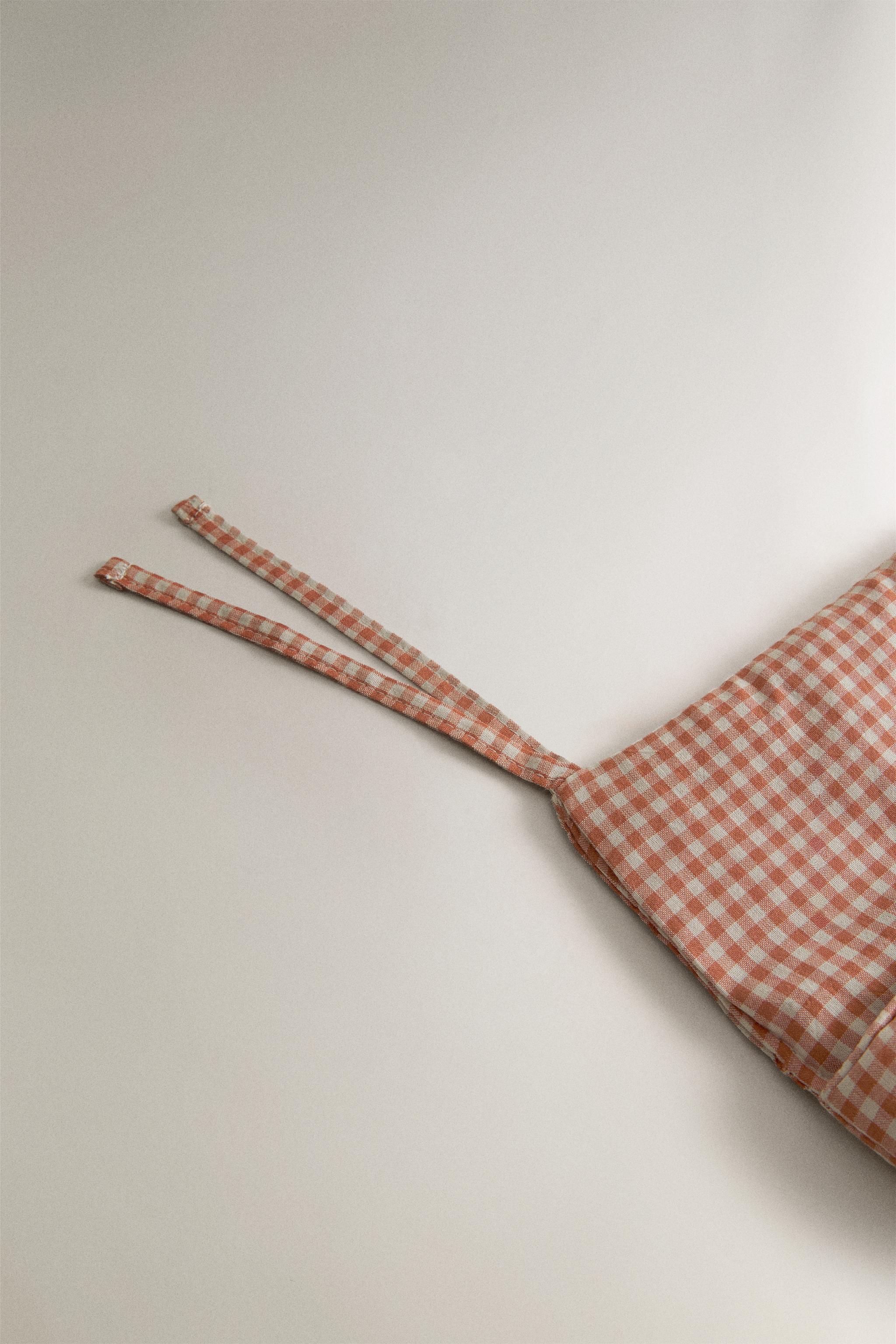 COTTON GINGHAM BABY CRIB ORGANIZER — Dark orange