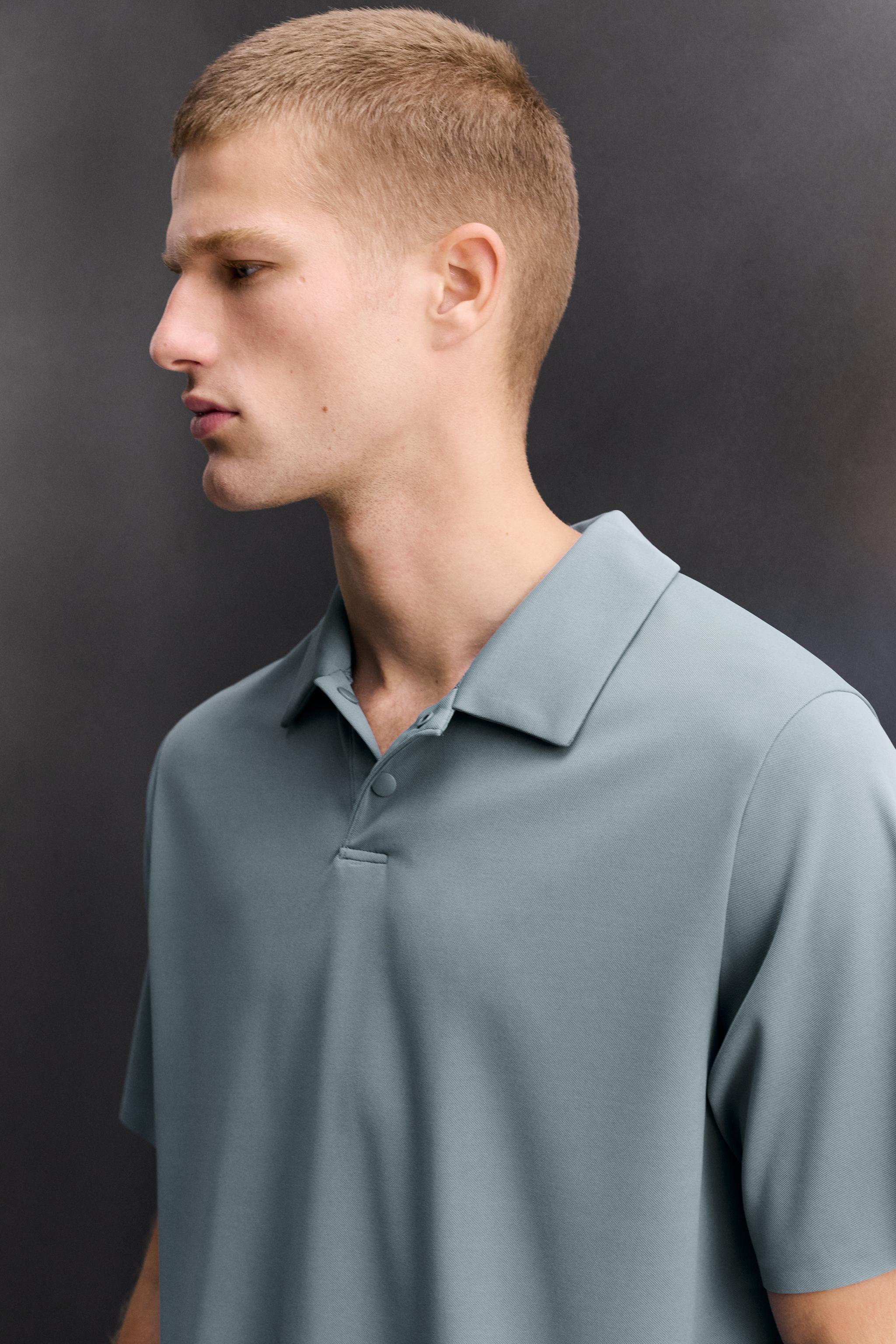 Мужские топы Zara TECHNICAL PIQUÉ TRAINING POLO — фото 6