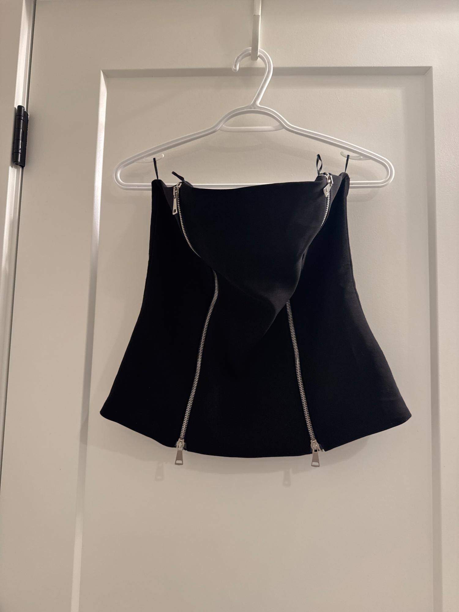 STRAPLESS ZIPPER TOP SECOND HAND | Zara Preowned