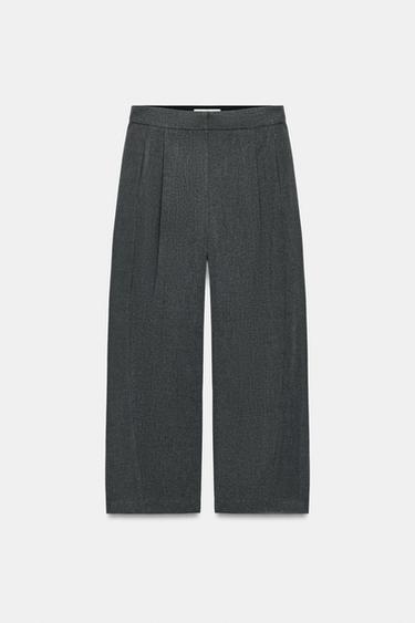 ELASTIC WAIST PLEATED PANTS — Gray marl 2