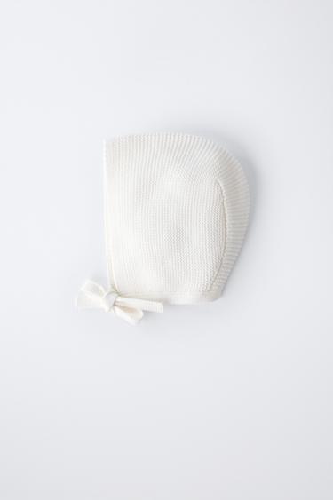 BONNET EN MAILLE - Écru clair de Zara - Image 3